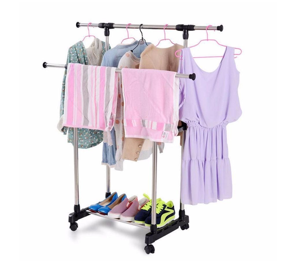folding double clothes & shoe rack